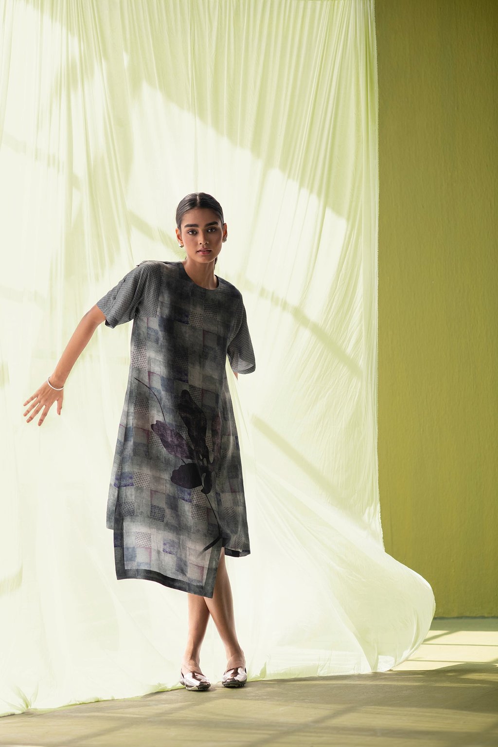 Array Bandhani Charcoal Dress