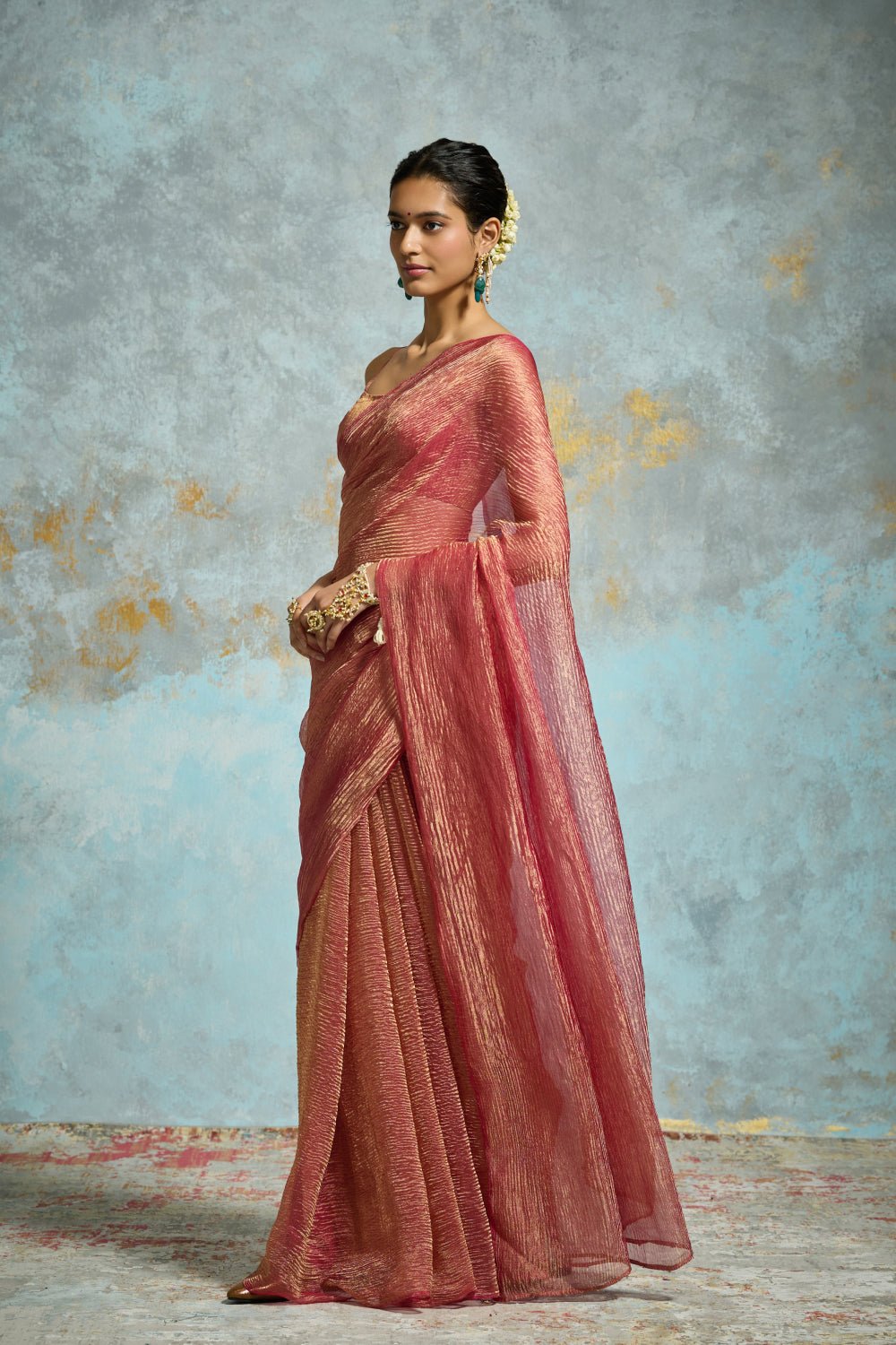 Jhalak Tissue Deep Pink Sarees