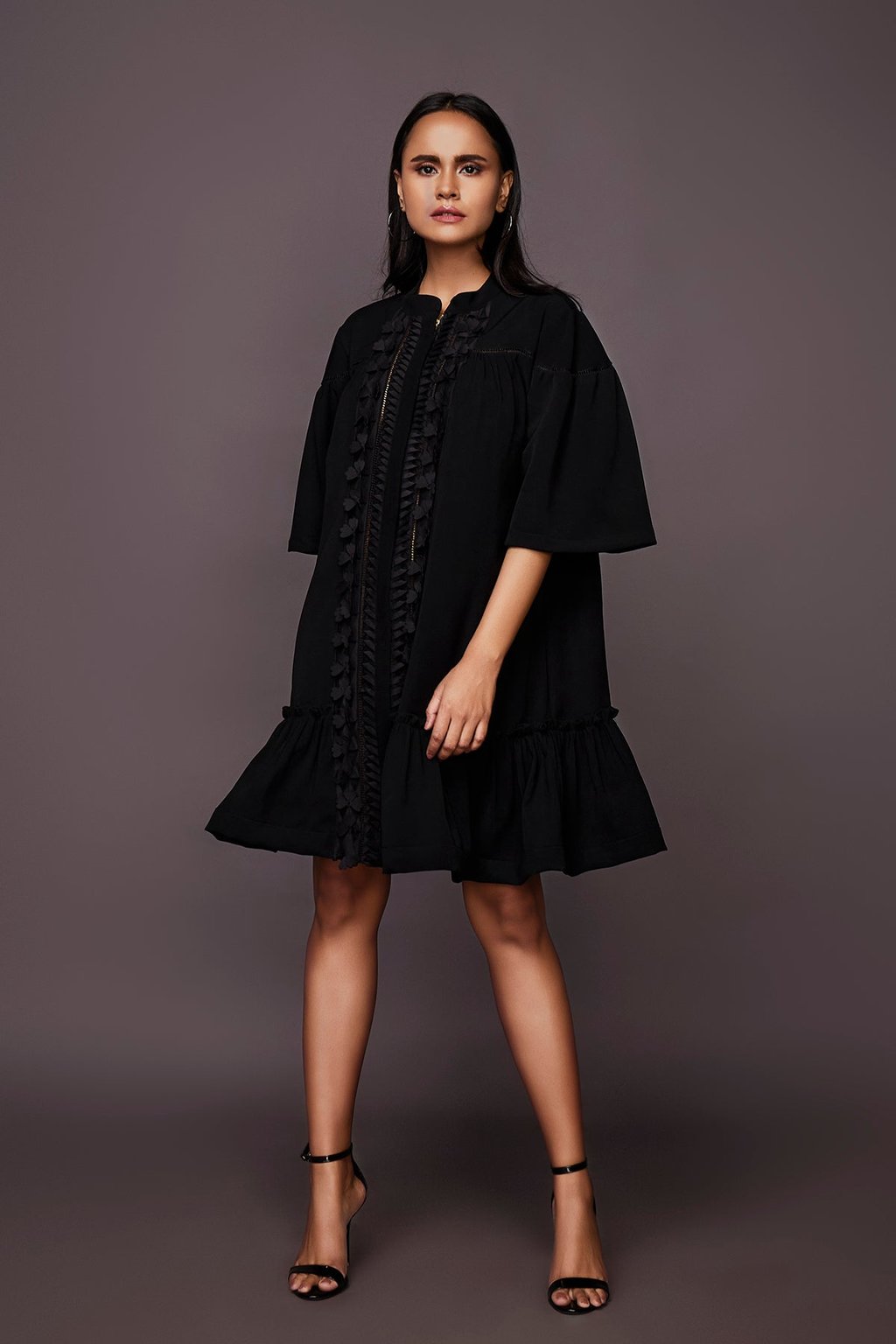 A-Line Dress with Embroidered Cutwork