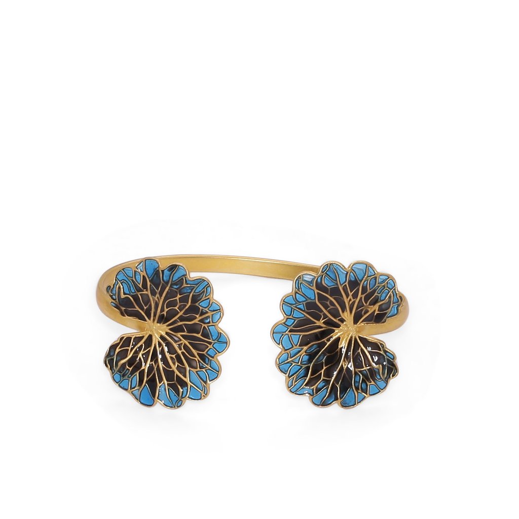 Leaf Bangle - Cobalt & Black