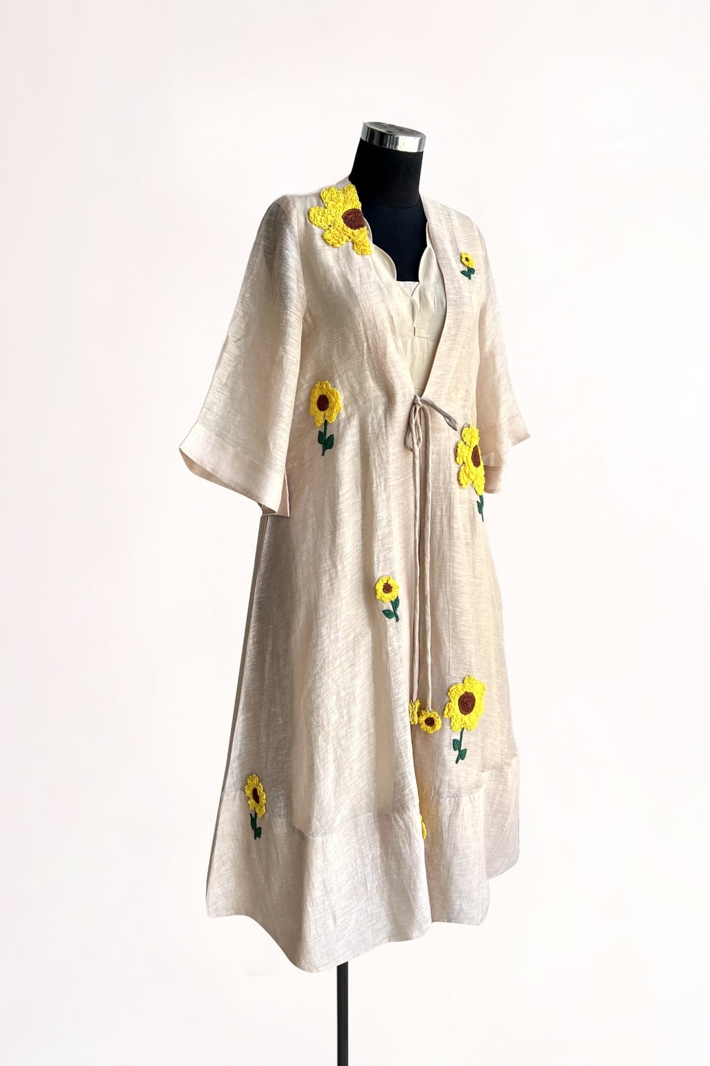 Ziya Dress with Cape Ecru