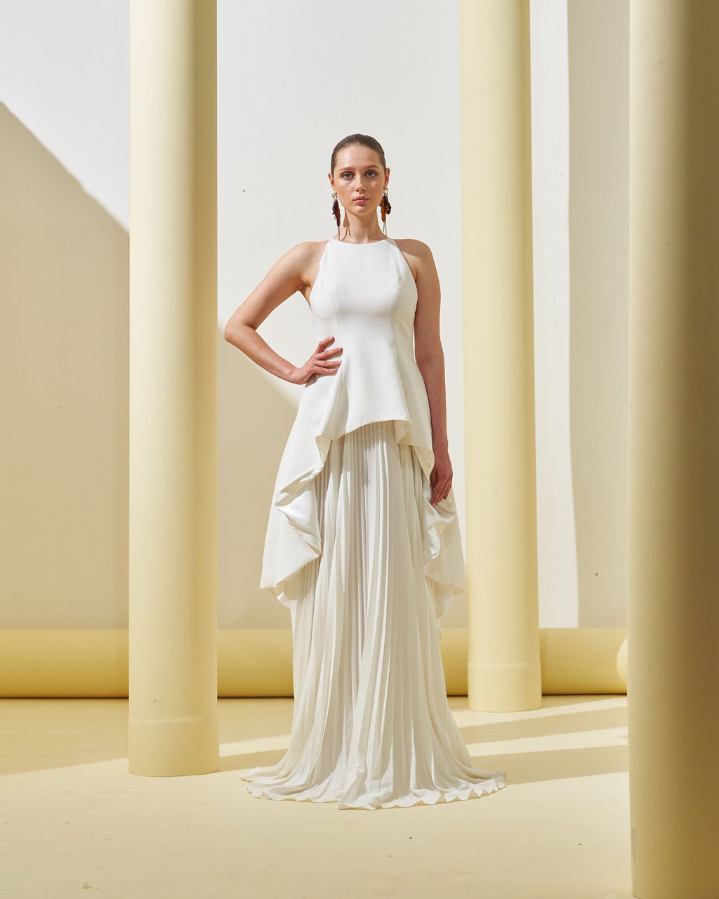 Peplum Pleated Gown