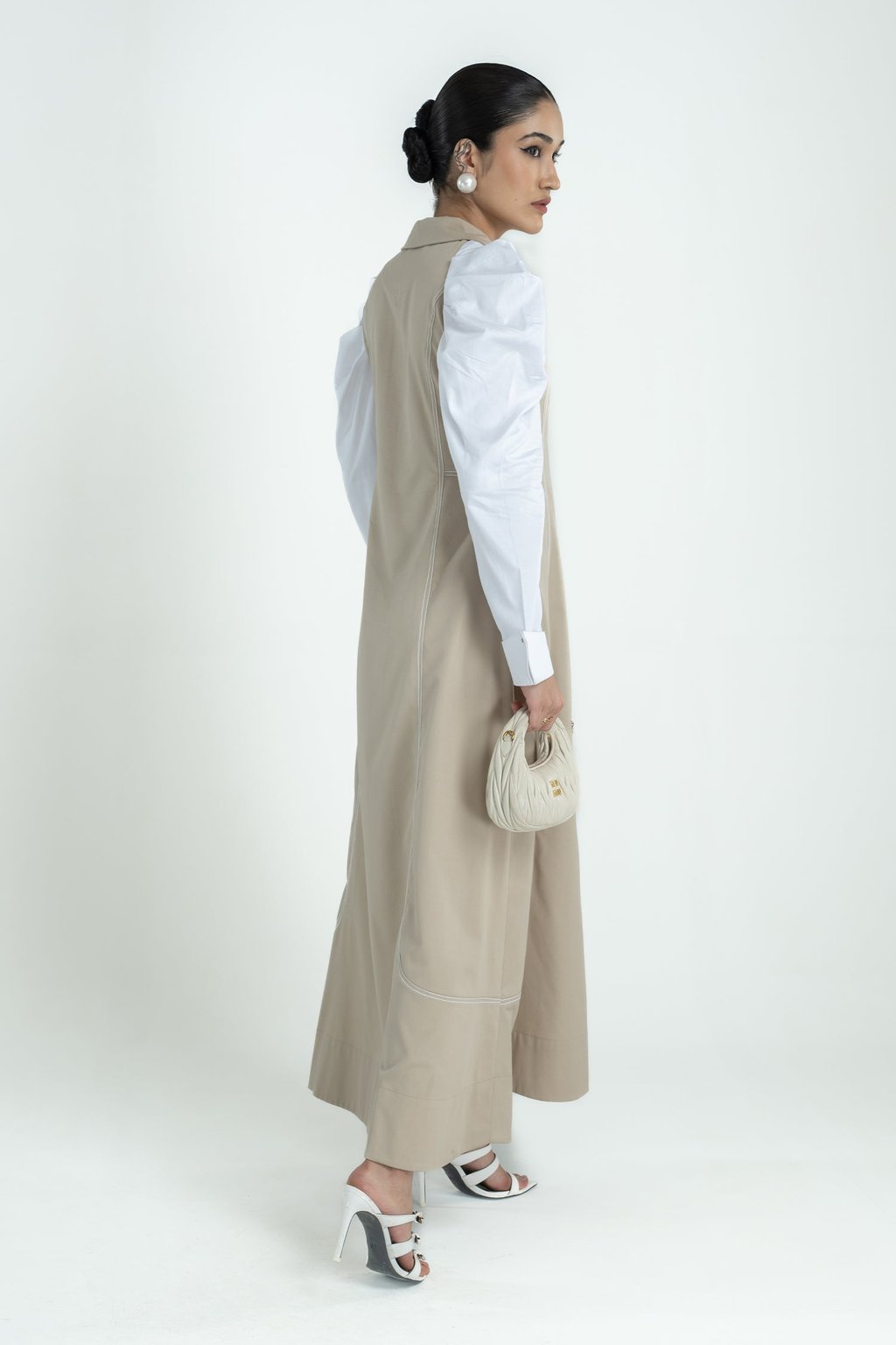 Faye Dress Long Oat and White Gcc