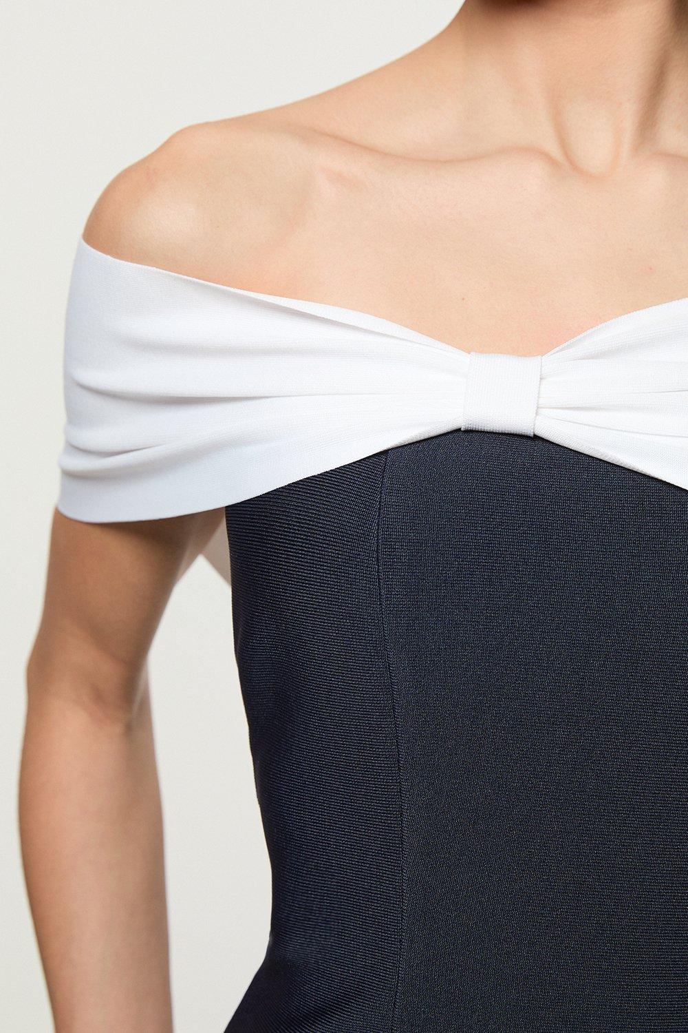 Bandage Bandeau Contrast Midi Dress