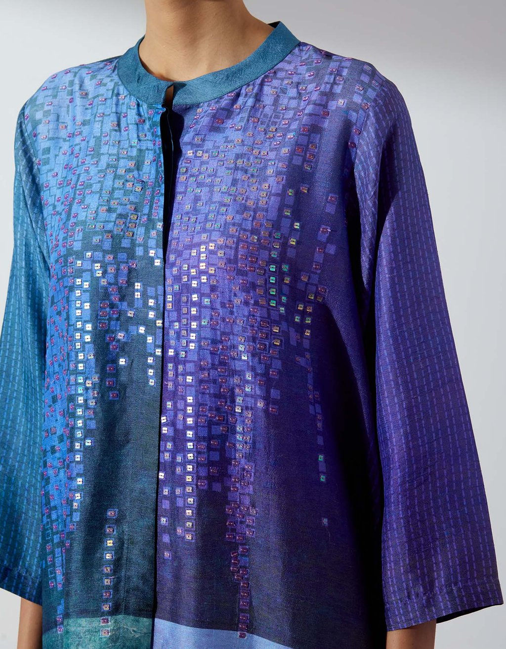 Glint Green & Purple Shirt Paired with Pants