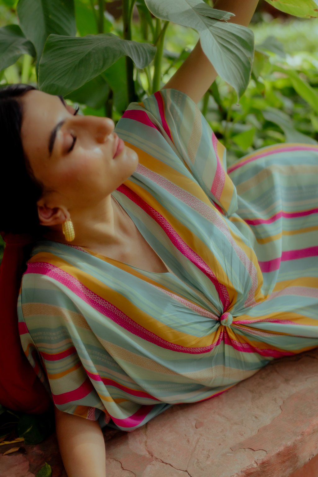 Multi-Coloured Striped Knot Kaftan