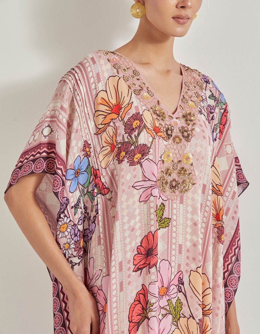Multicolor Petal Prism Printed Kaftan