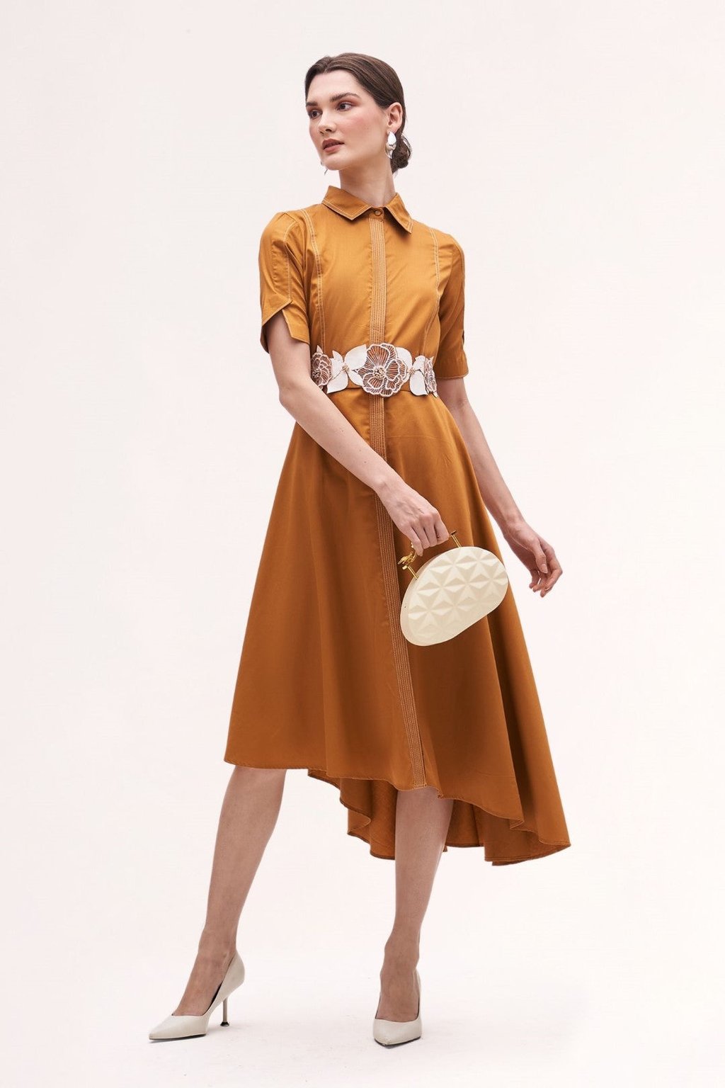 Cinnabon Embroidered Belted Dress