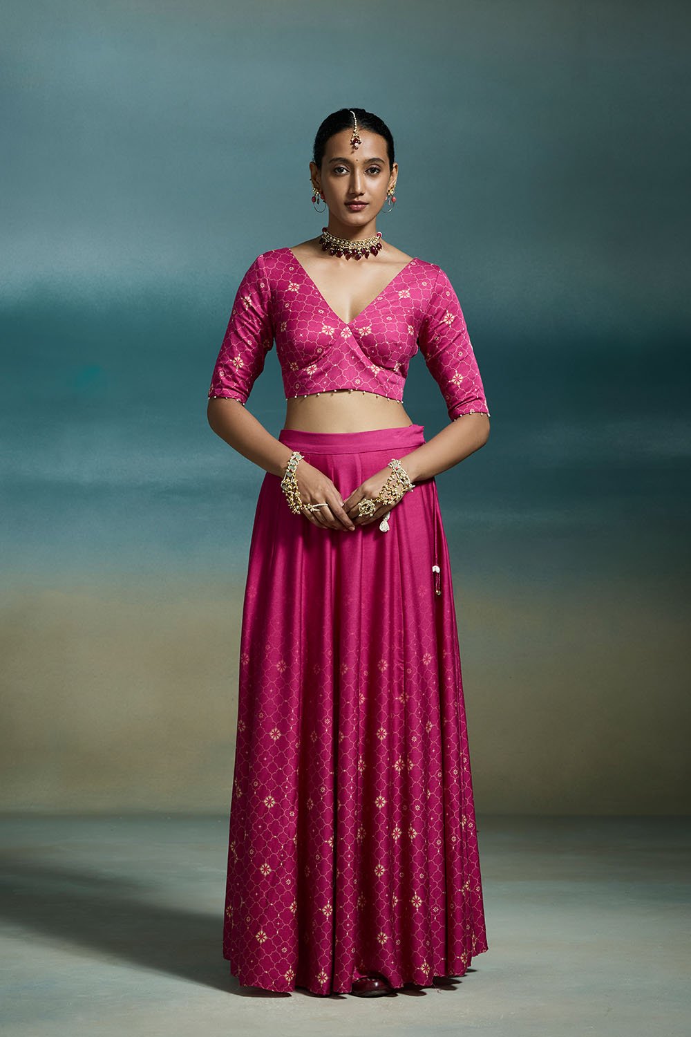 Hridaya Modal Satin Rani Pink Lehengas