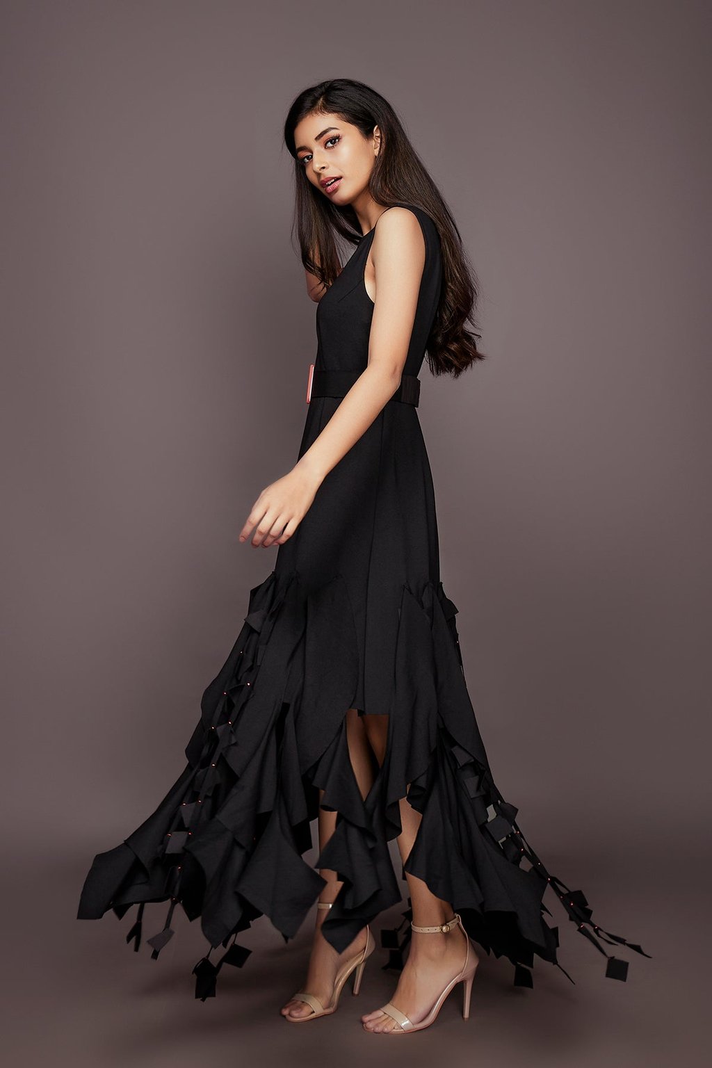 Ruffled Dress with Neon Detailing