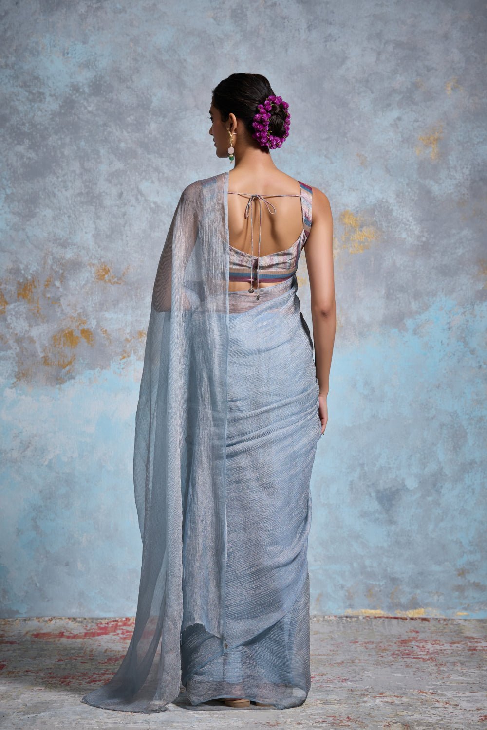 Taariqa Tissue Blue Sarees