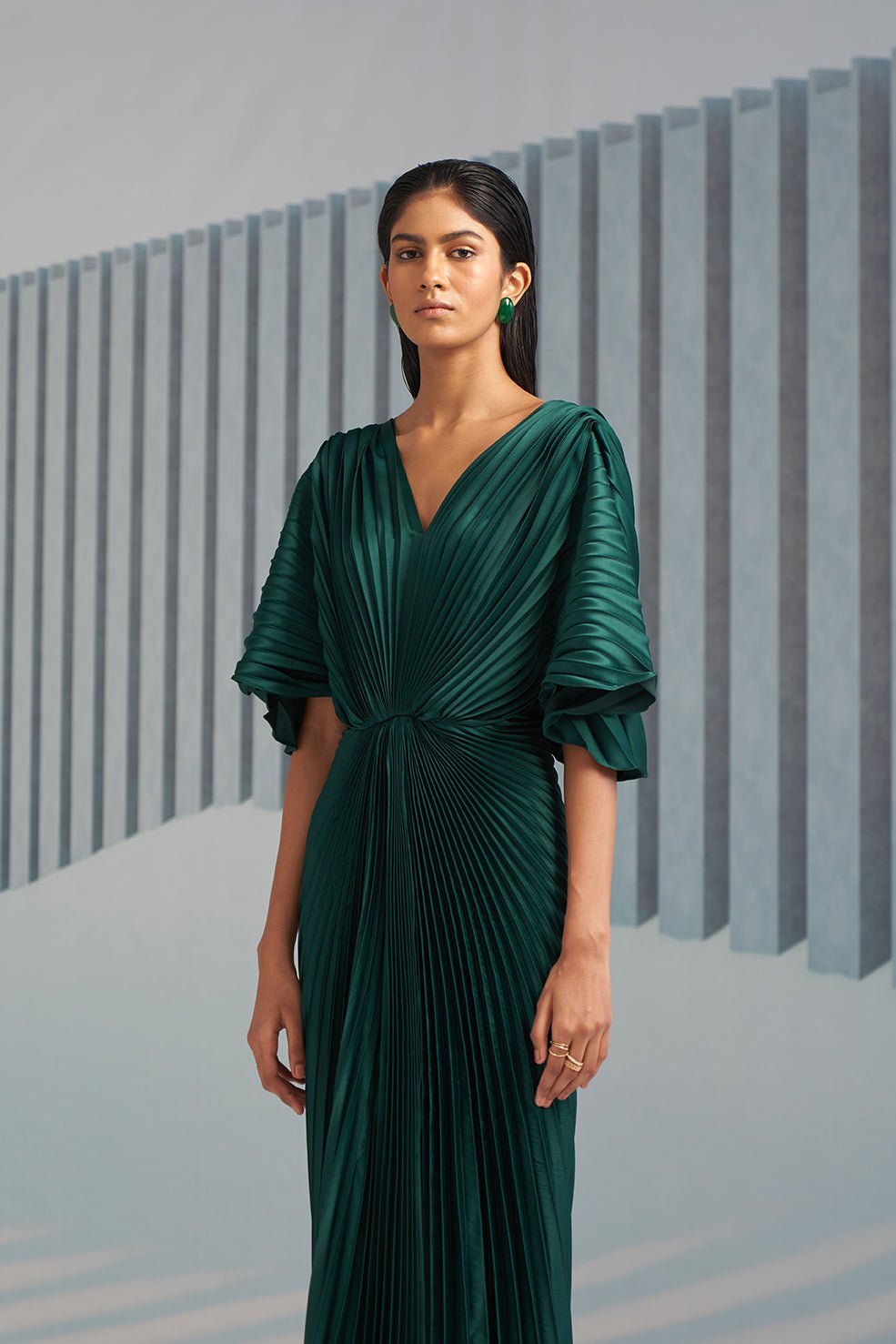 Pleated Winged Gown