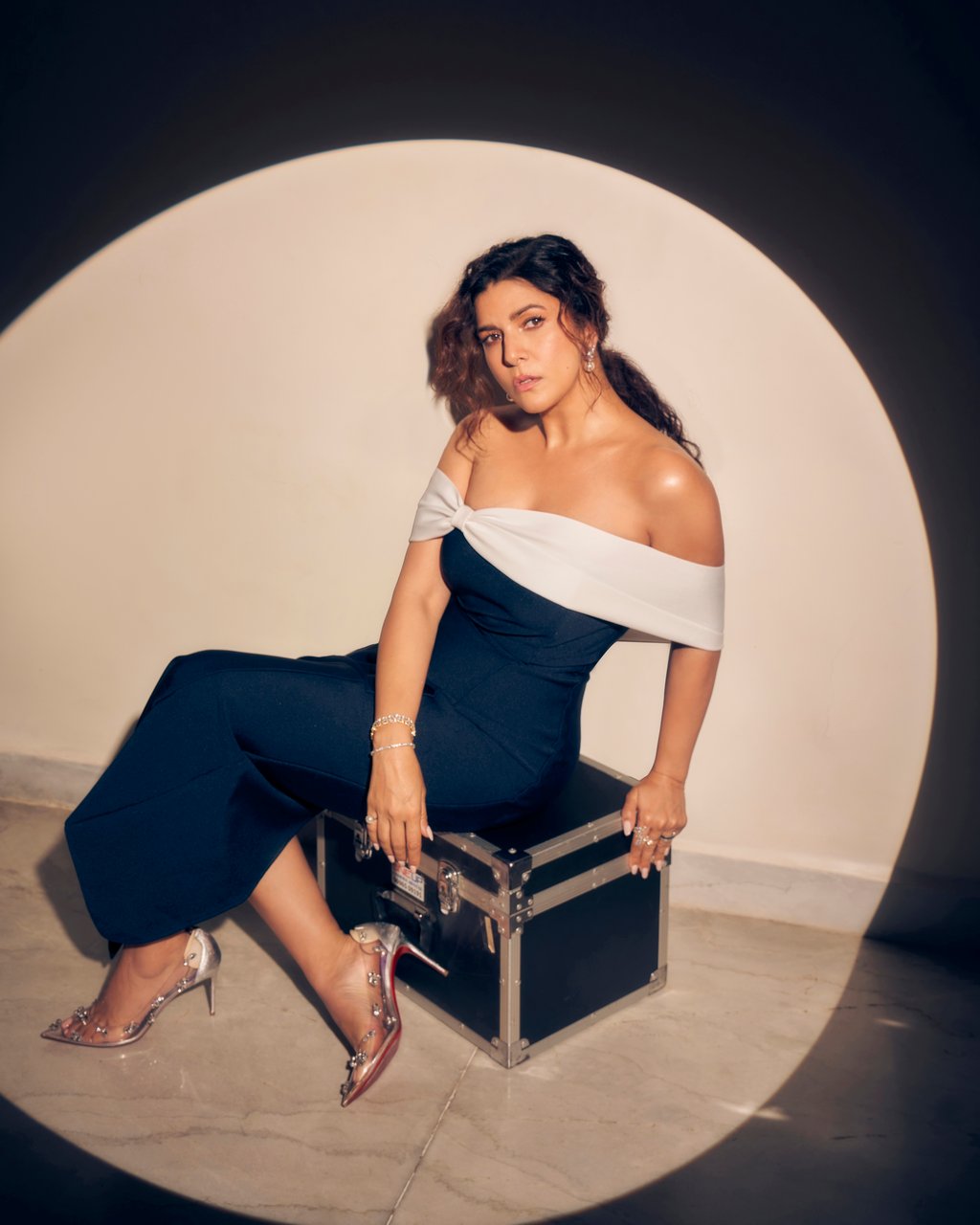 Bandage Bandeau Contrast Midi Dress