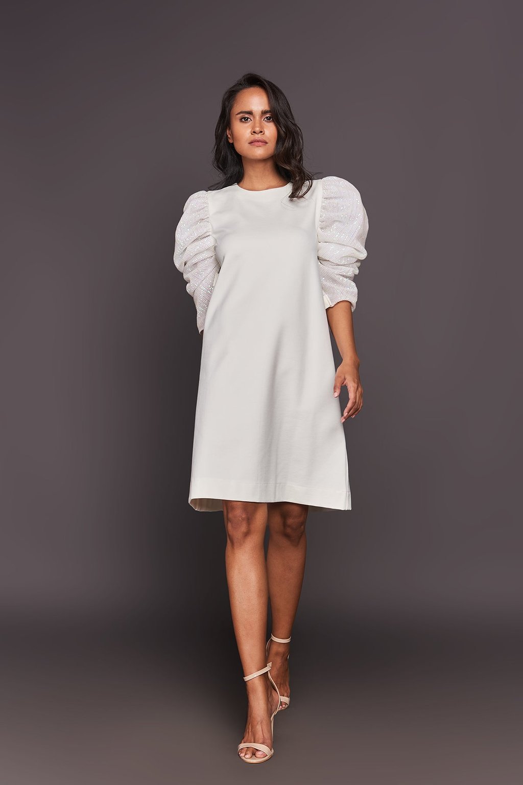 Sequin Sleeves Shift Dress