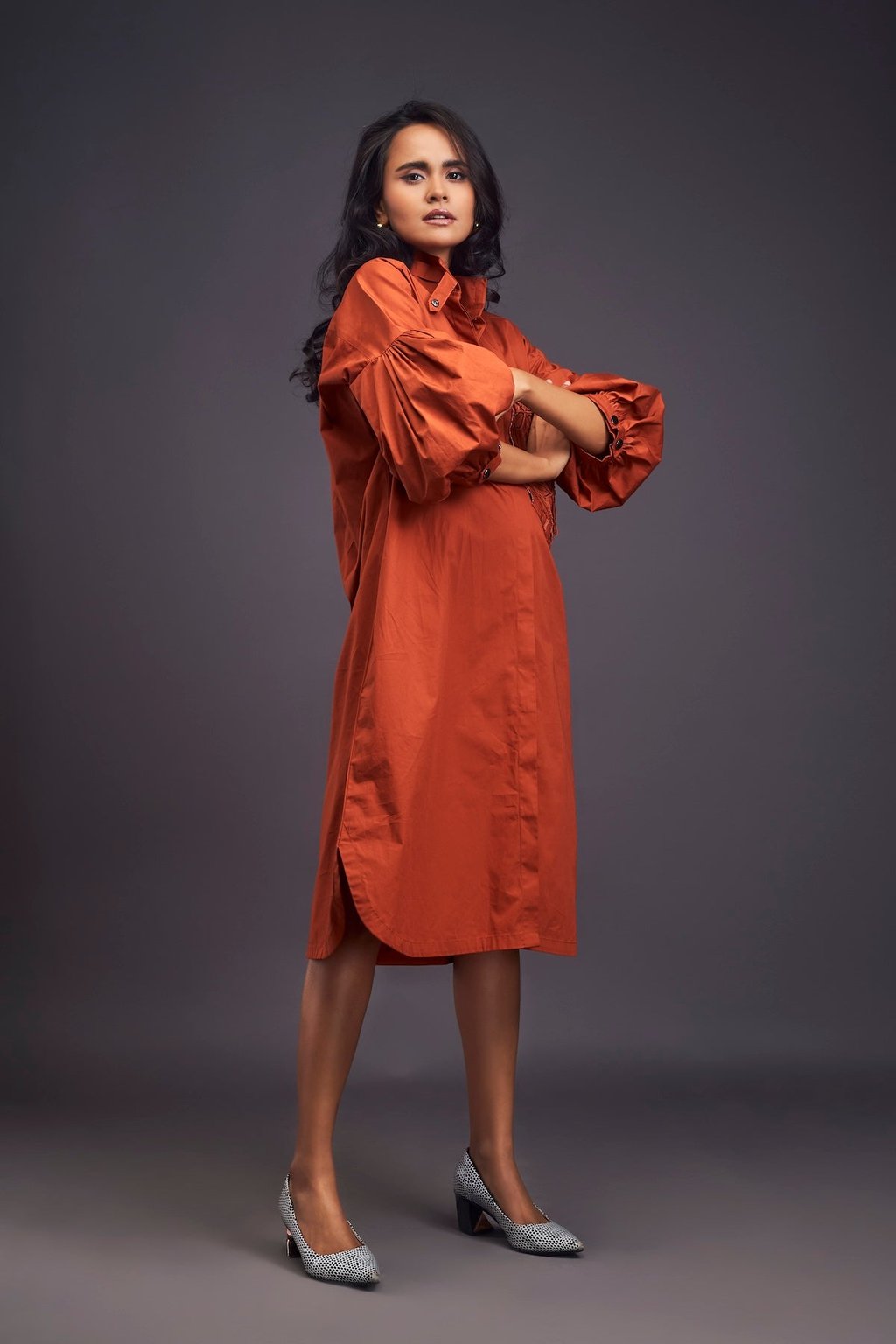Oversized Shirt Dress with Embroidered Pocket