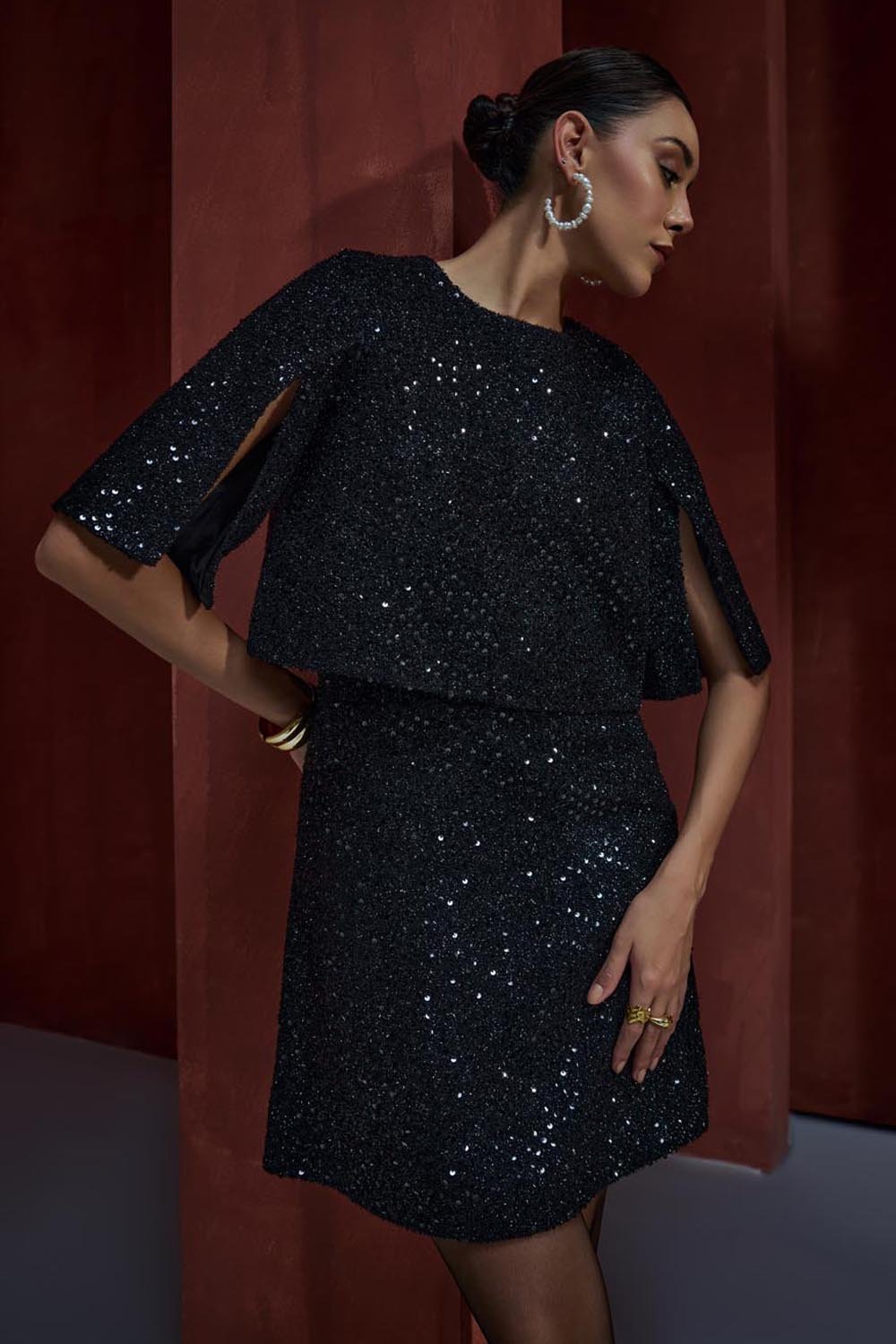 The Lumiere Tweed Cape Dress