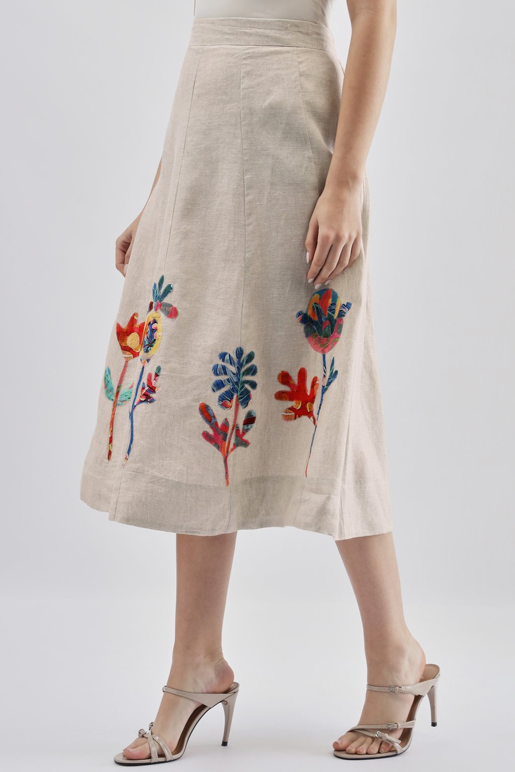 Beige Emb Skirt
