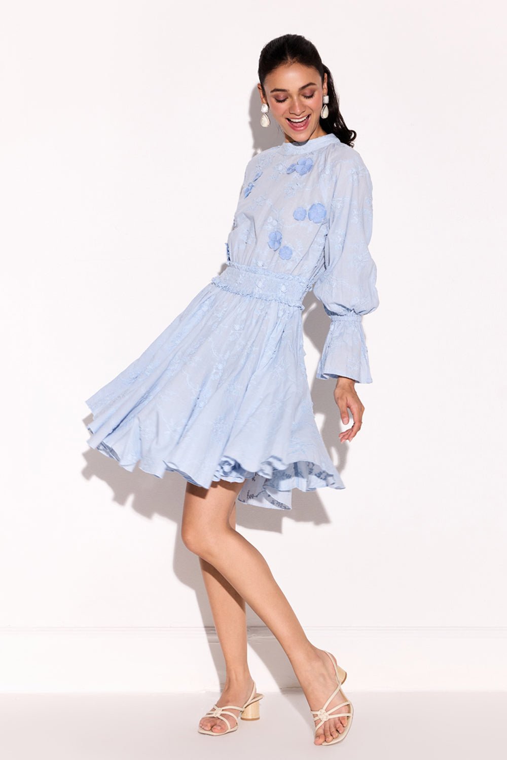 Dainty Embroidered Flower Applique Dress