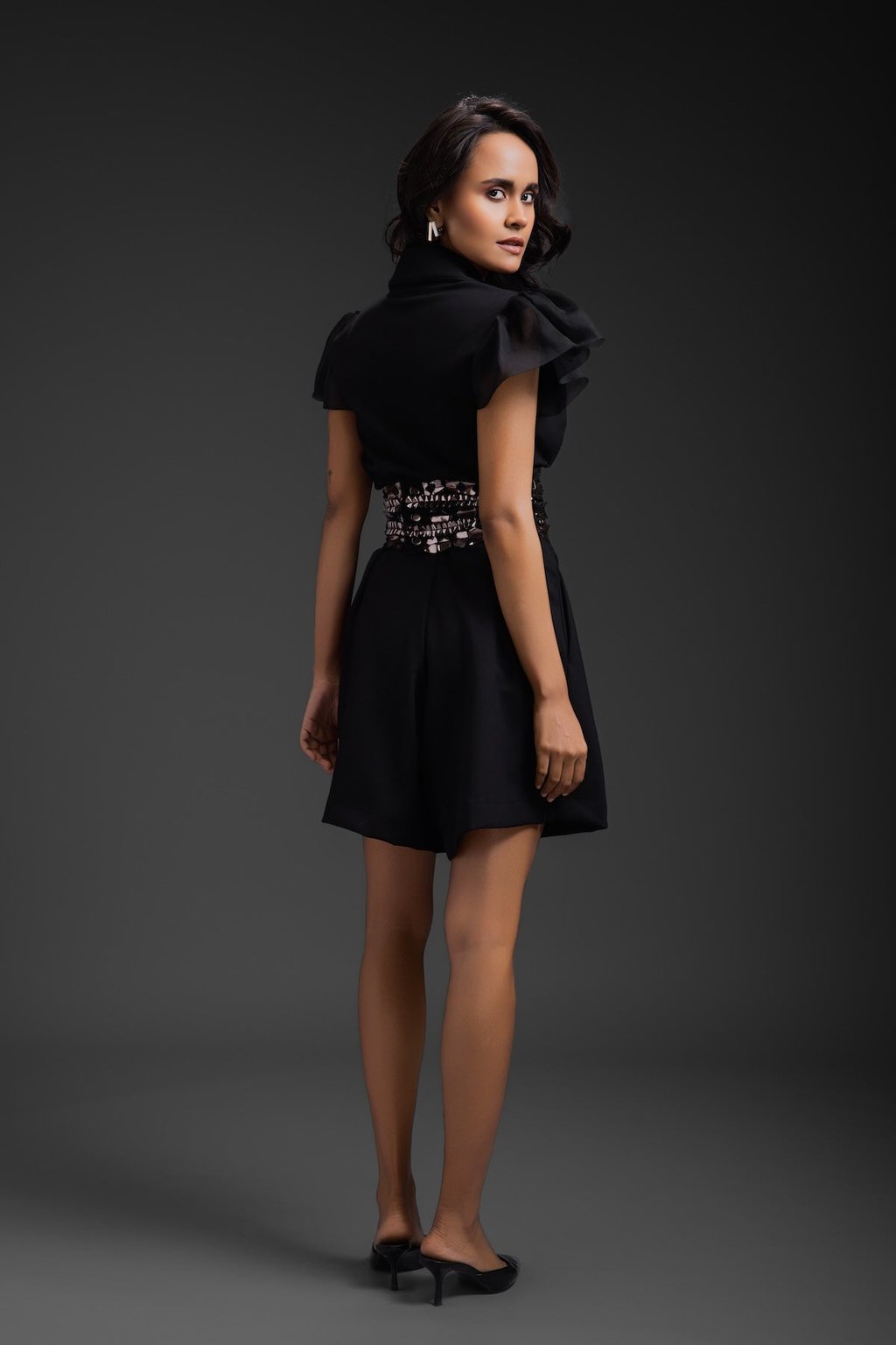 Black Playsuit with Belt