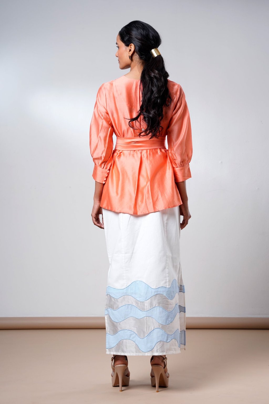 Nella – Coral Breeze Denim Skirt