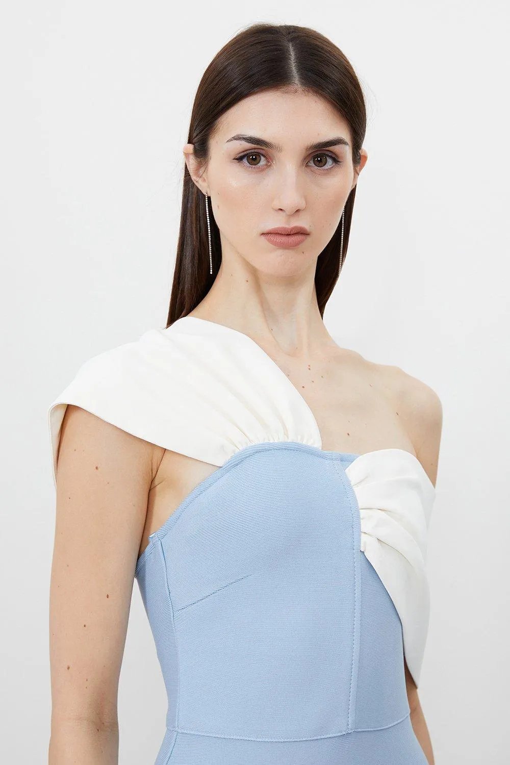 Figure Form Bandage Asymmetric Strap Knit Midi Dress