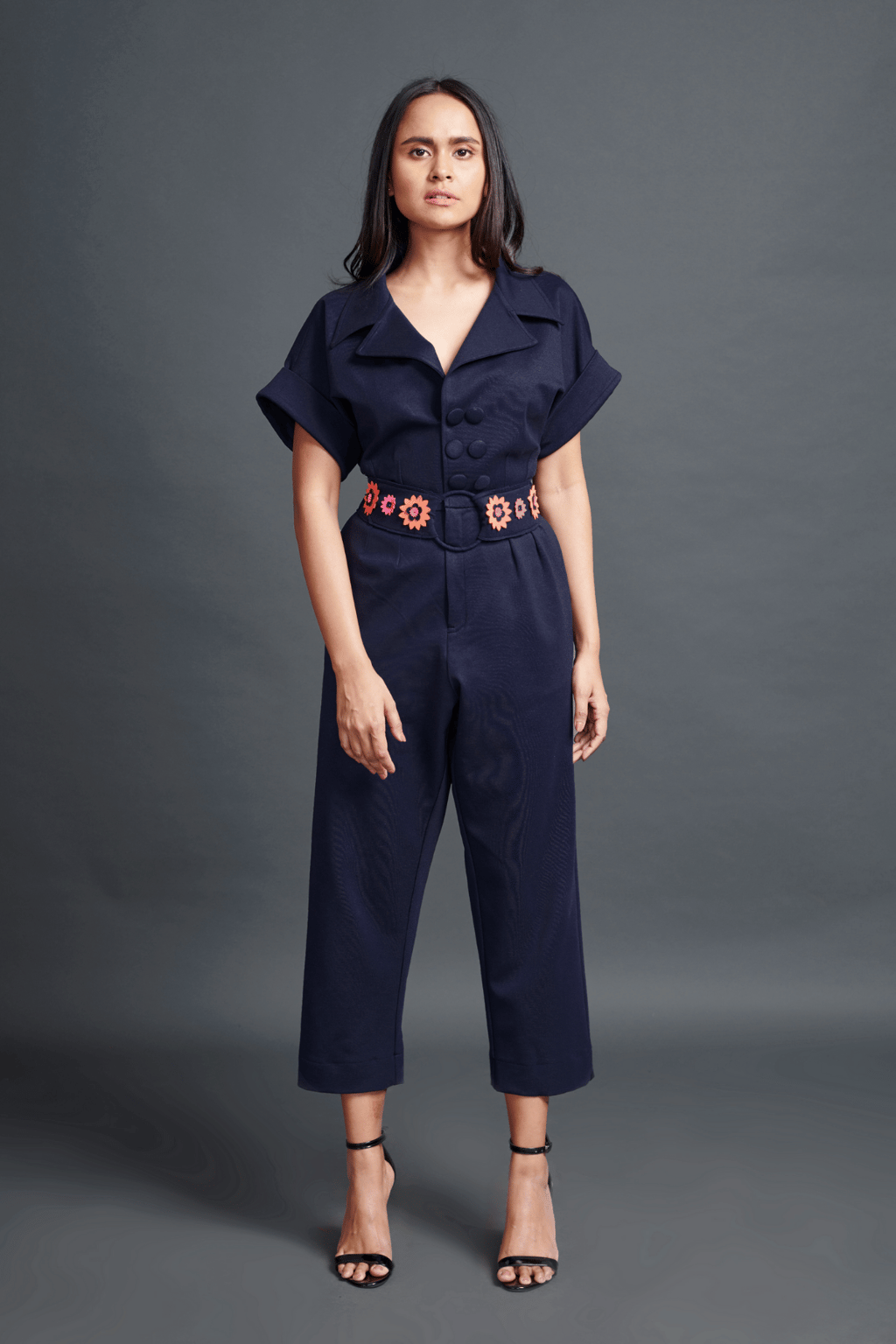 Collared Jumpsuit with Belt