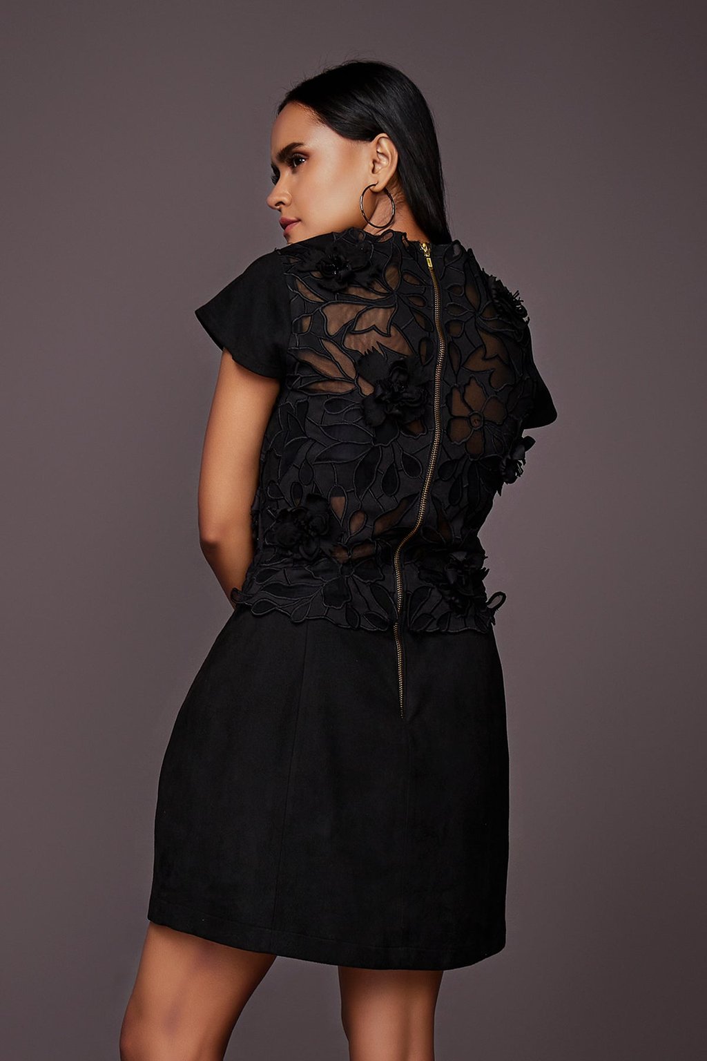 Short Dress with Embroidered Applique