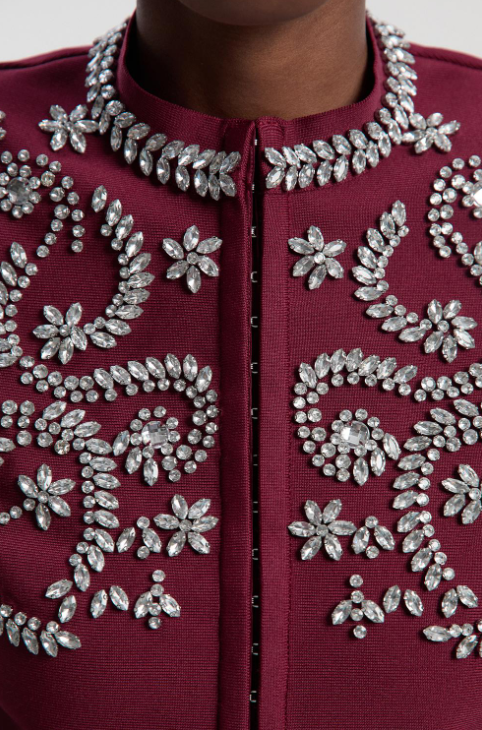 Figure Form Bandage Embellished Knit Jacket