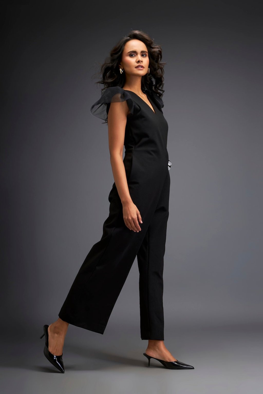 Overlap Jumpsuit with Statement Belt