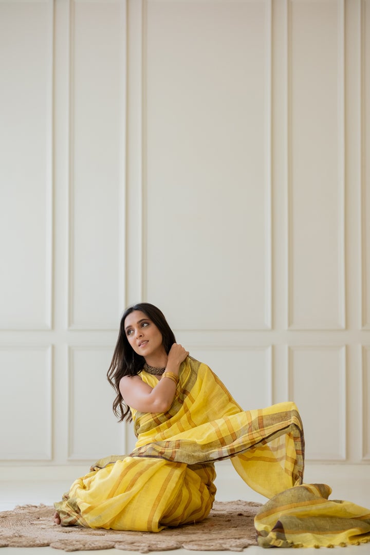 Marigold Linen Saree