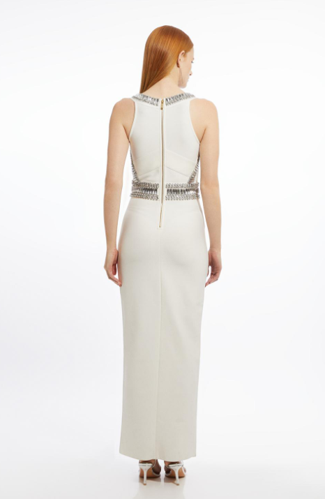 Bandage Figure Form Knit Embellished Maxi Dress