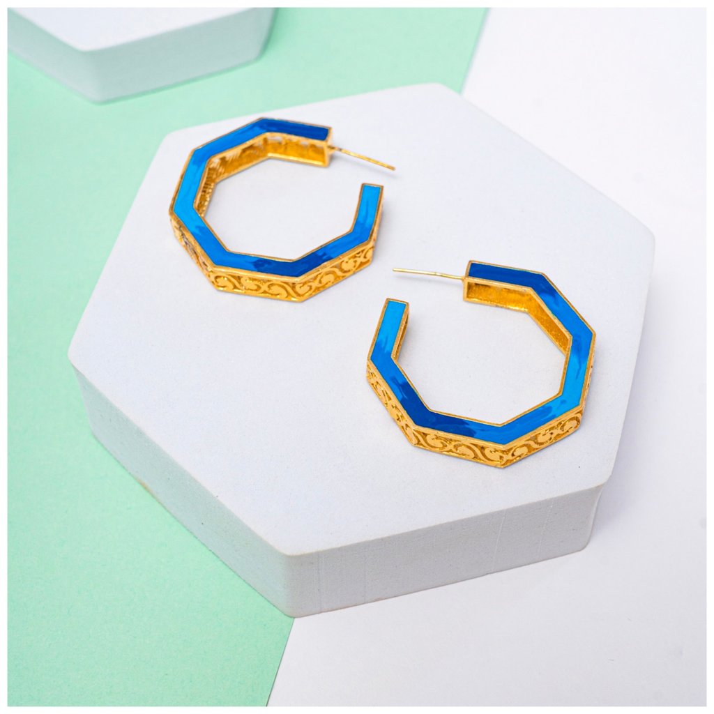 Octave Jali Hoops Medium Turquoise Blue