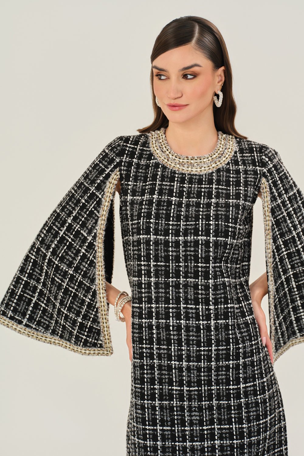 The Metallic Plaid Dress