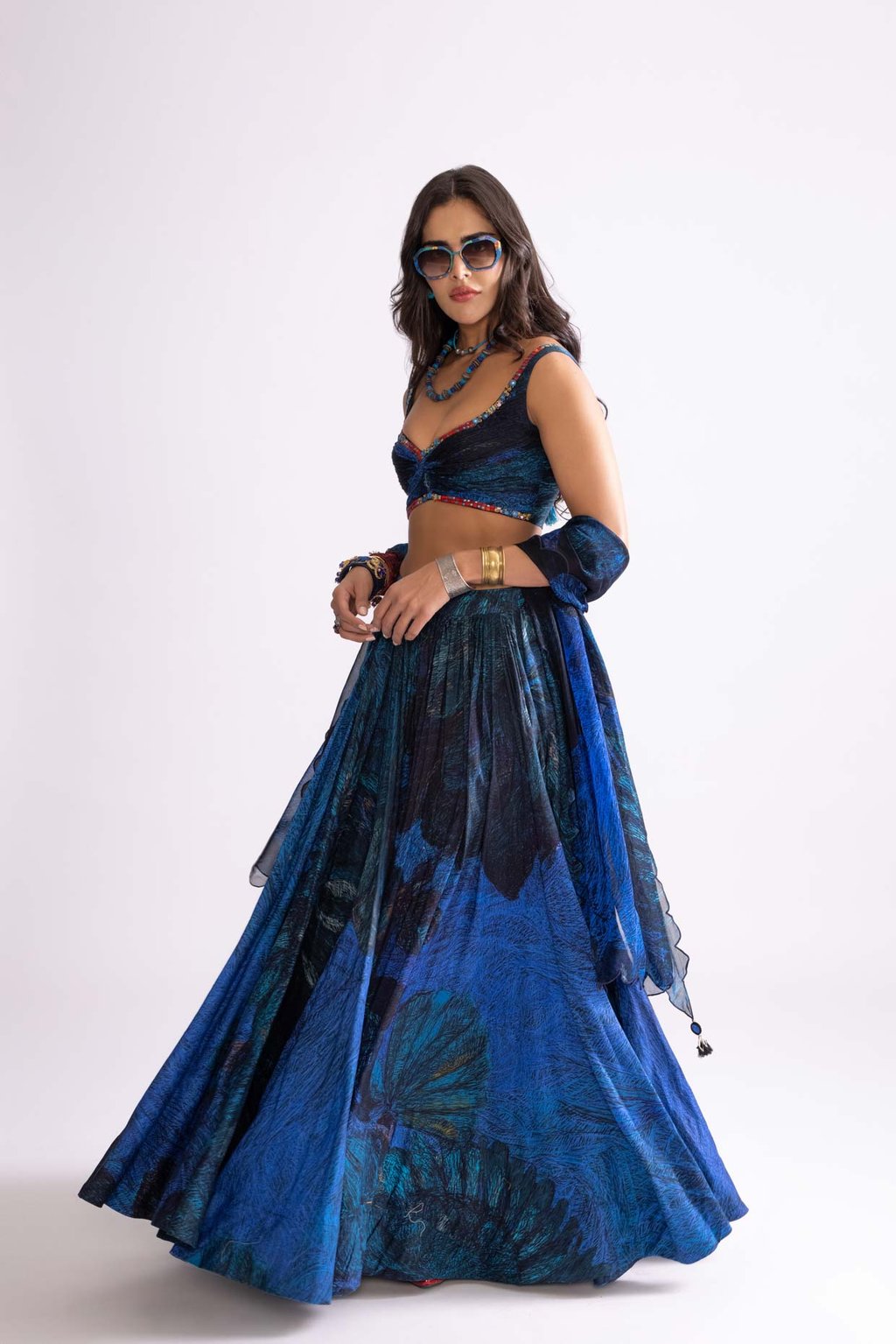 Scallop Dupatta Blue