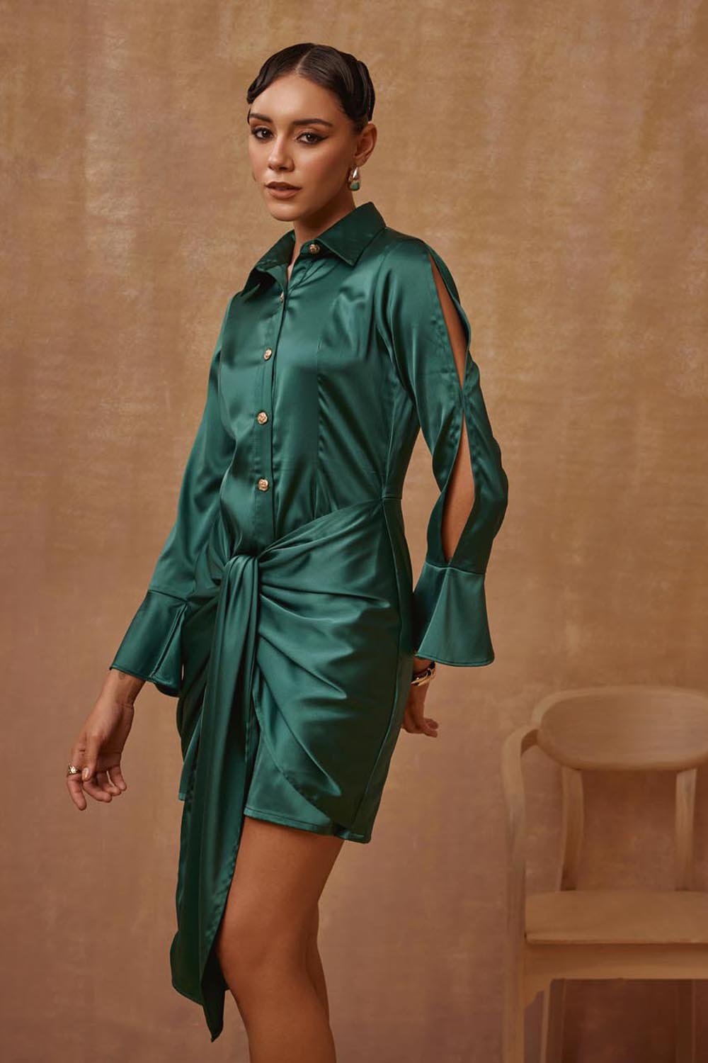 Emerald Green Tie Dress