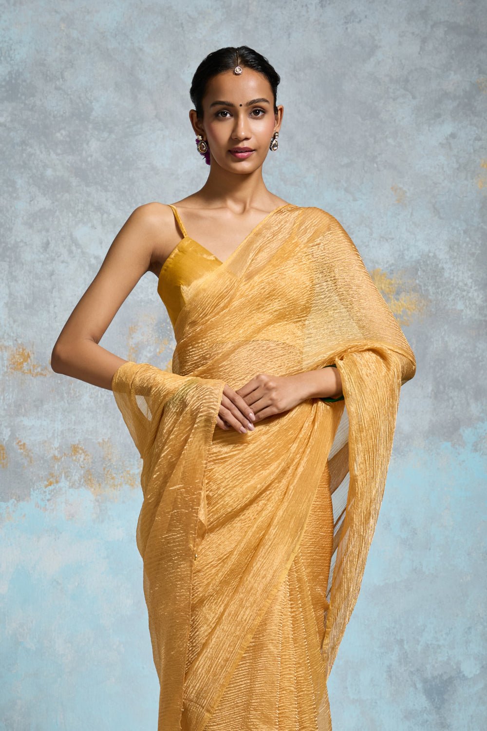 Priti Tissue Yellow Sarees
