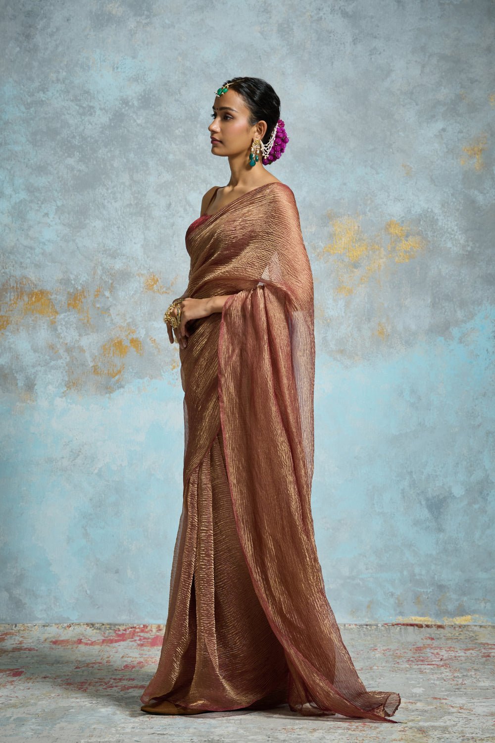 Sindoori Tissue Maroon Sarees