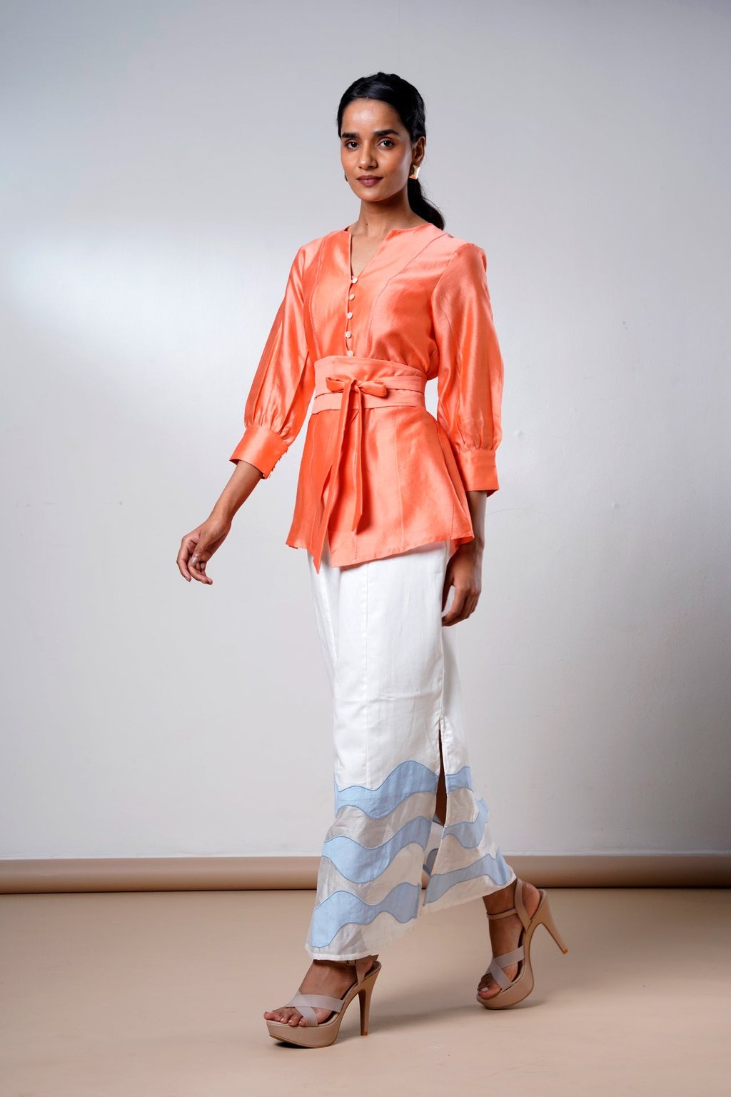 Nella – Coral Breeze Denim Skirt
