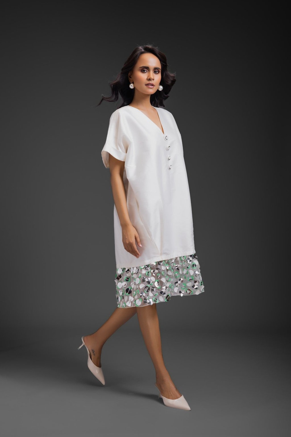 Dress with Neon Metallic Detail