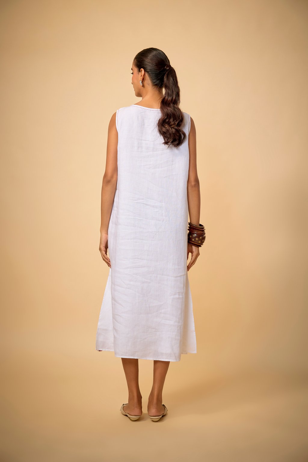 White Face Emb Dress
