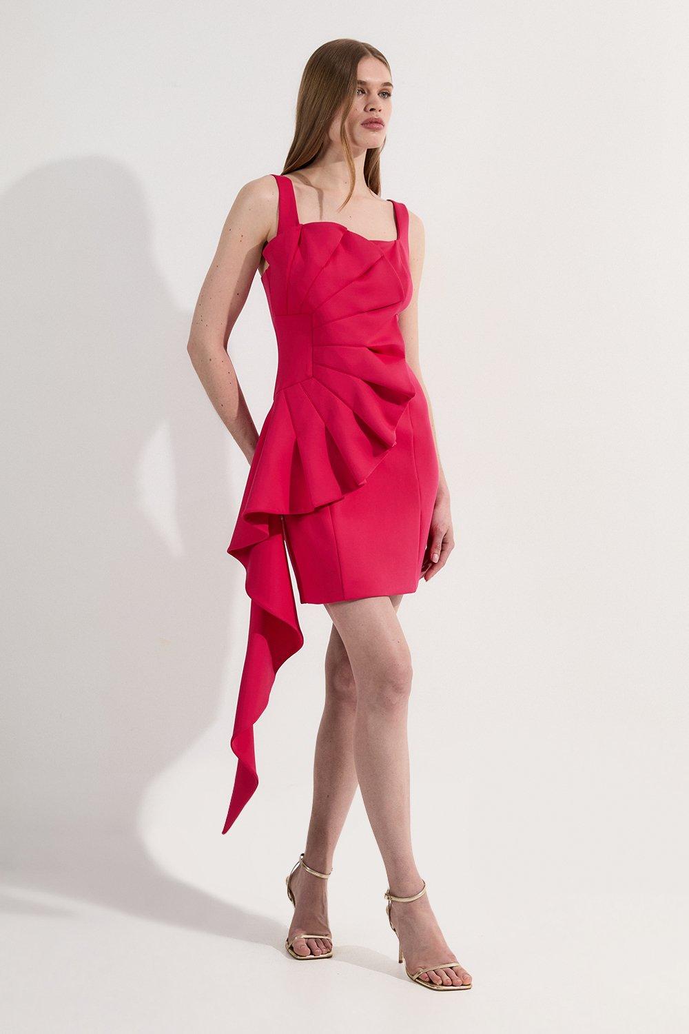 Scuba Drama Ruffle Woven Mini Dress