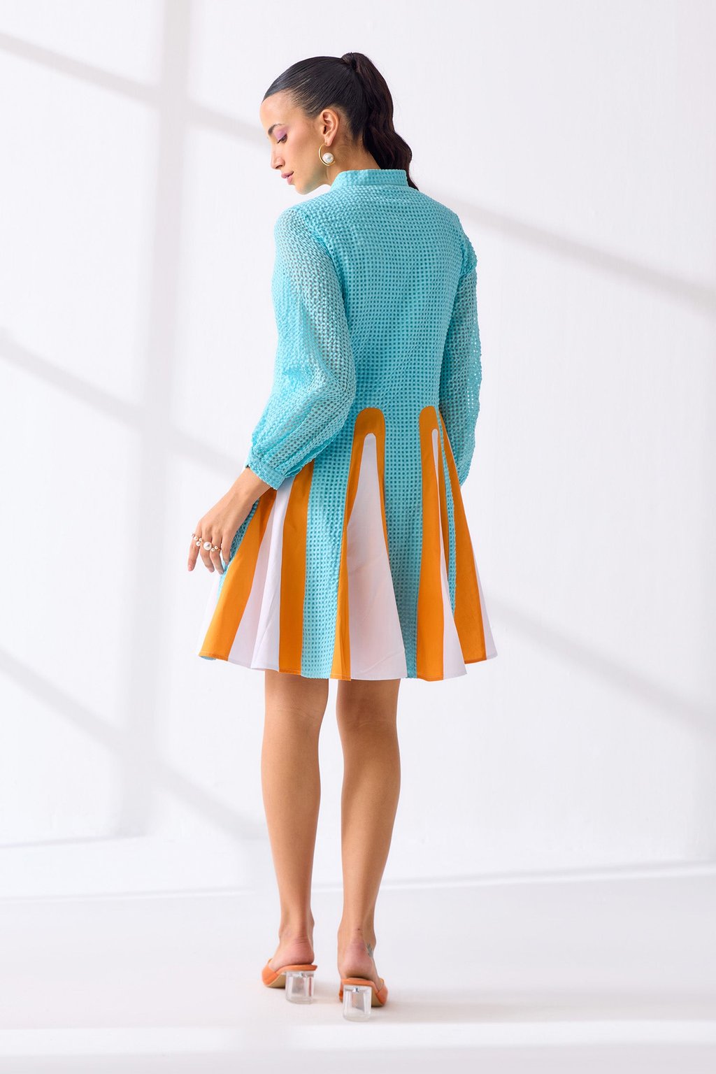 Positano Dress Marine/White/Sunset Orange