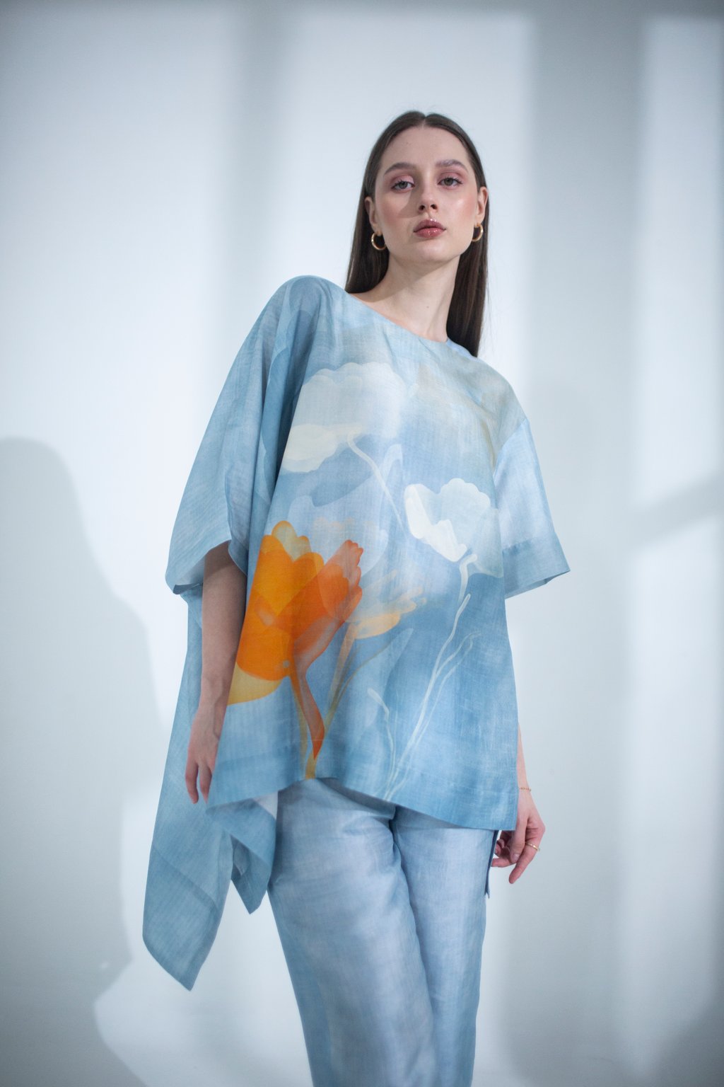 Light Blue One Side Kaftan Sleeve Set