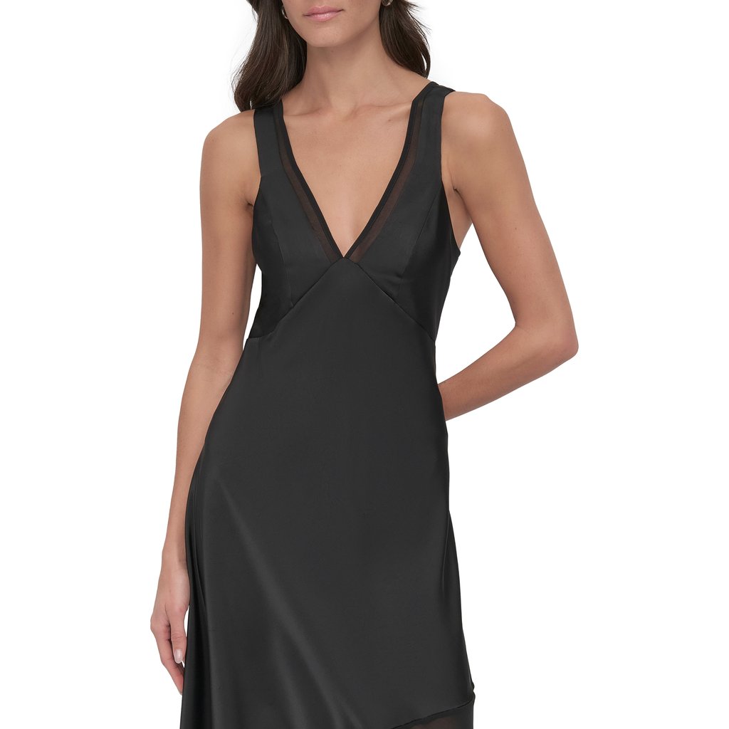 S/L V Nck Asym Dress