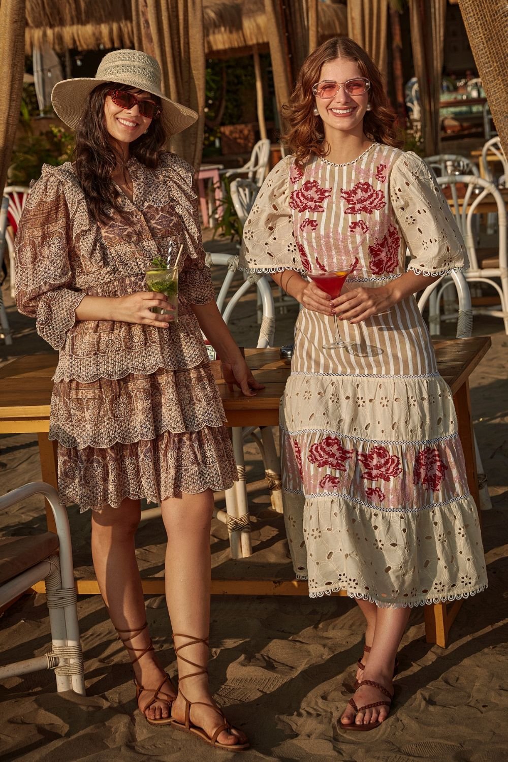 Amber Floral Embroidered and Broderie Midi Dress