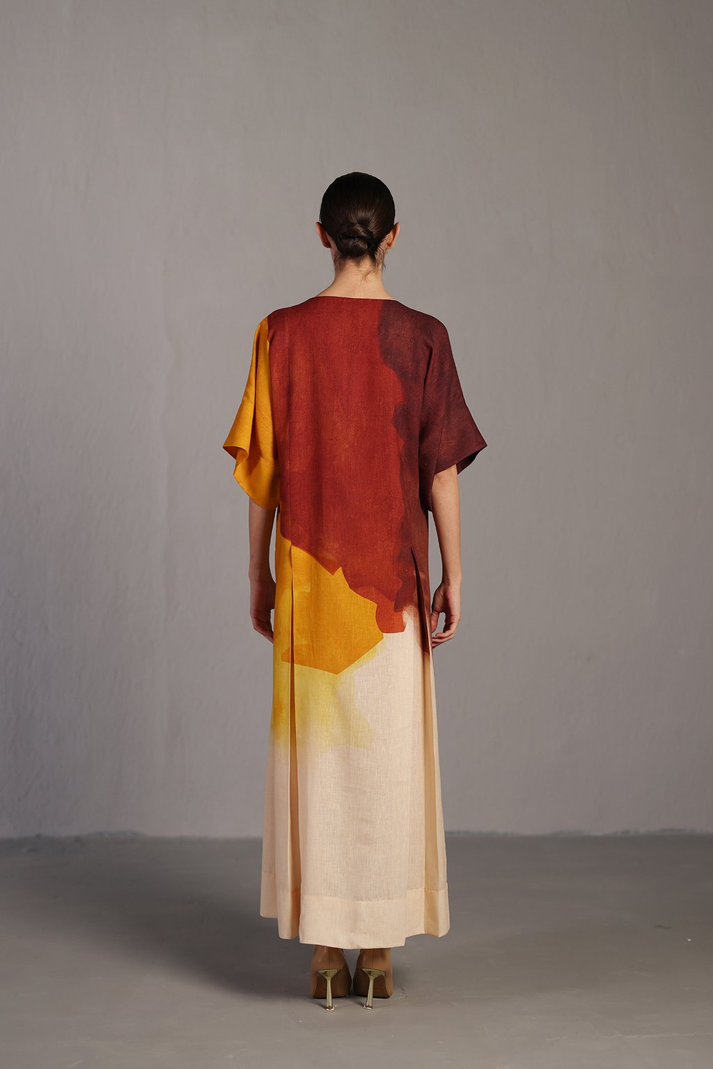Diffuse Brown and Ochre Long Dress