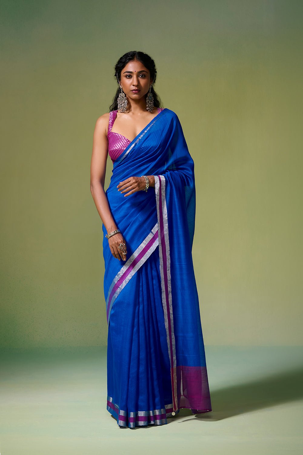 Khwaabida Chanderi Royal Blue Sarees