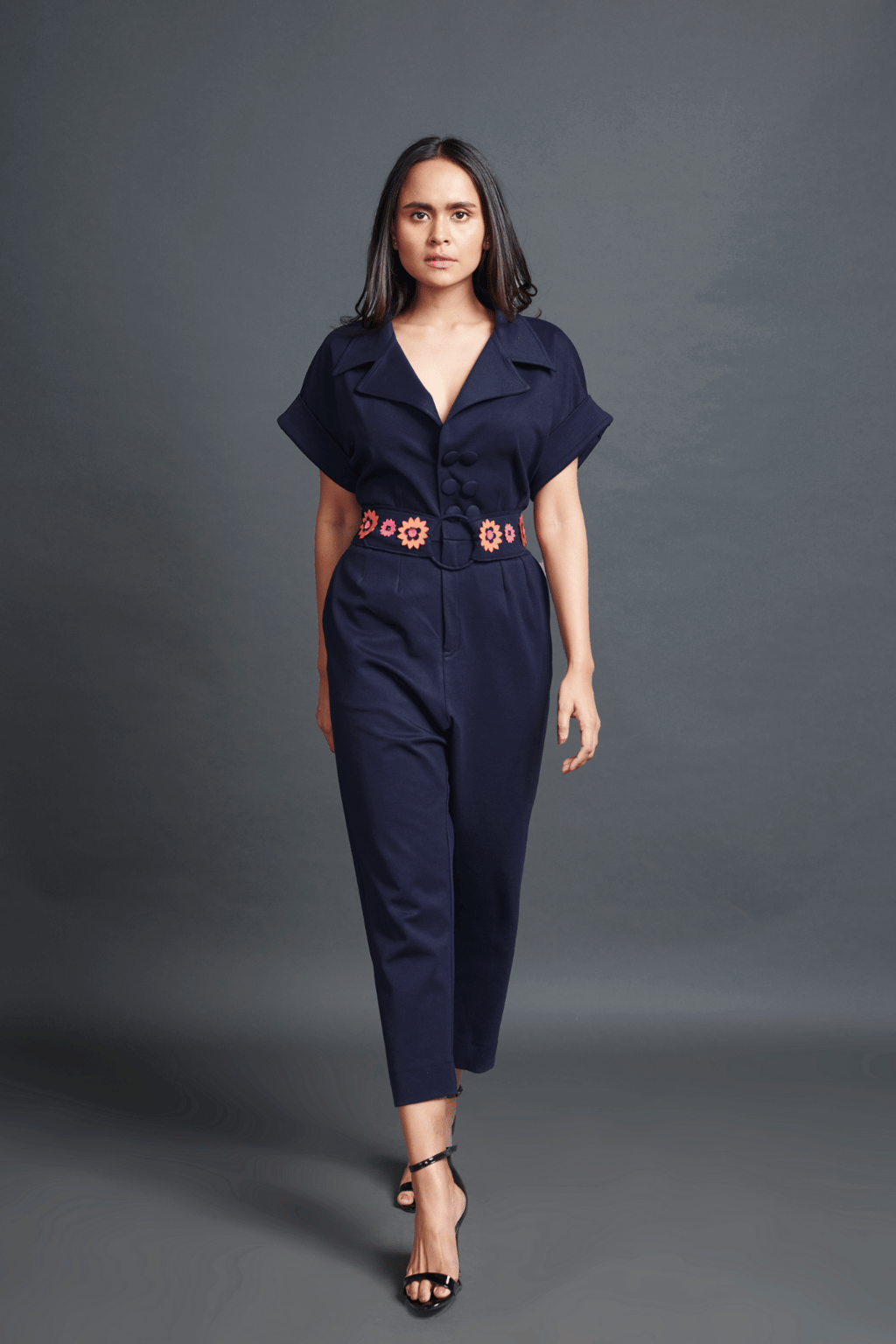 Collared Jumpsuit with Belt