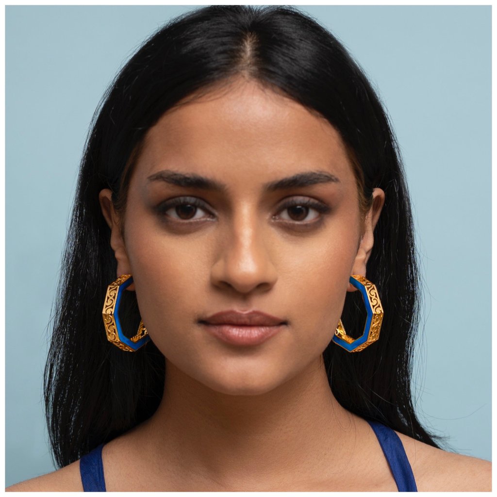 Octave Jali Hoops Medium Turquoise Blue