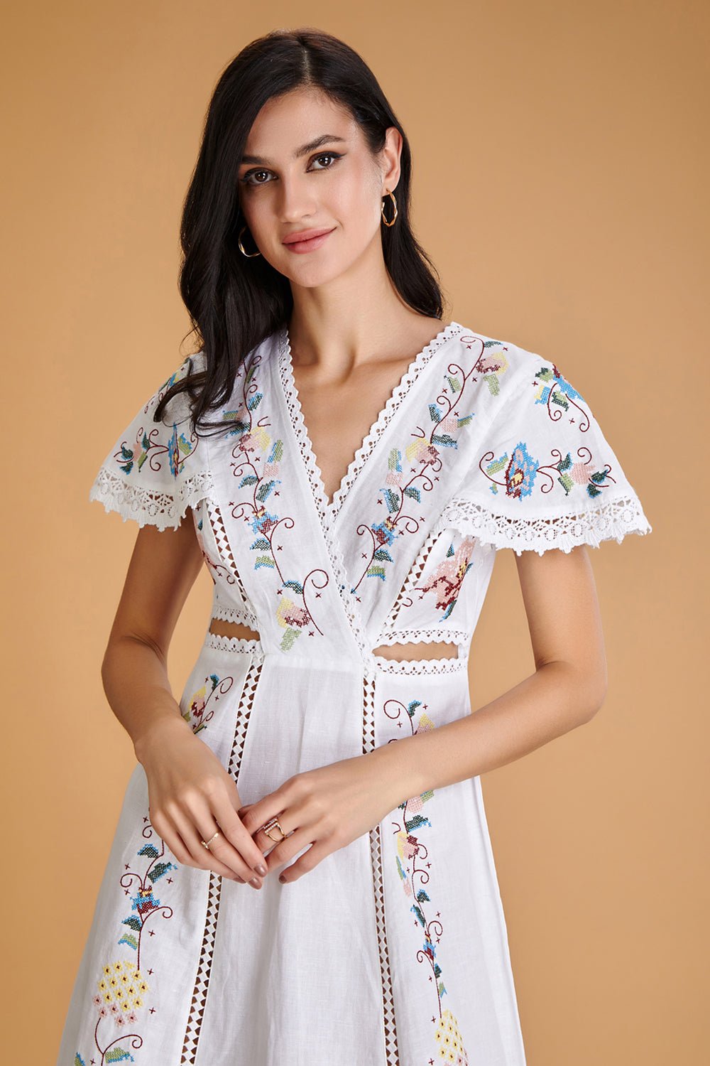 Pure Abundance Embroidered Midi Dress